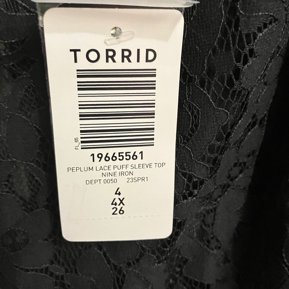 Torrid Black Lace Peplum Top, Sweetheart Neck 4X NWT - Picture 3 of 6